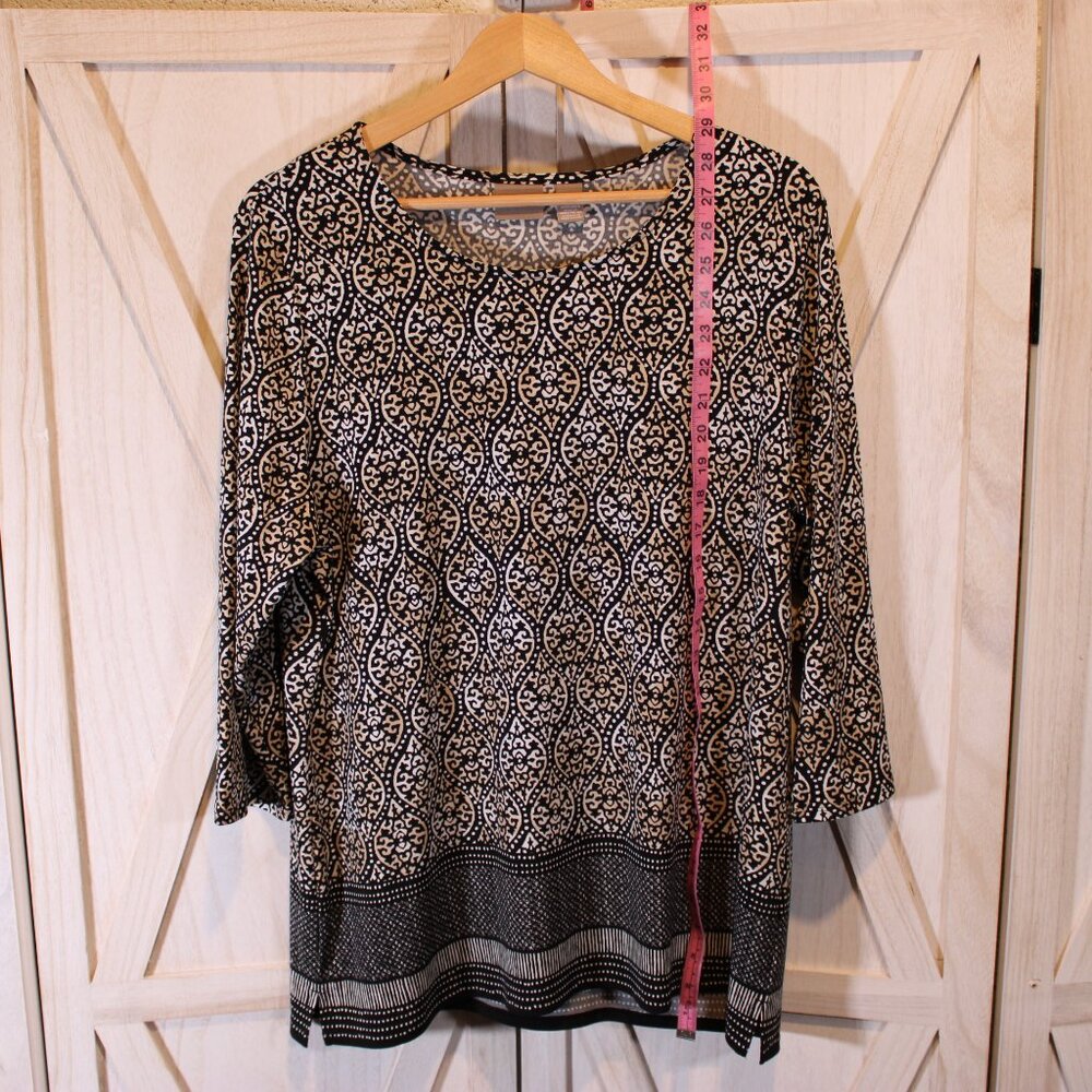 Chico’s Black Geometric Blouse workwear Size 2 - Picture 7 of 7